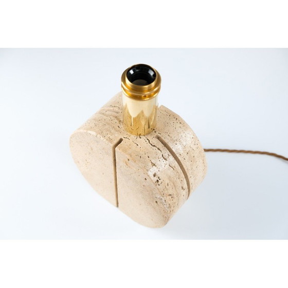 Image 1 of Lampe de table vintage en laiton et travertin par Cerri Nestore, Italie 1970
