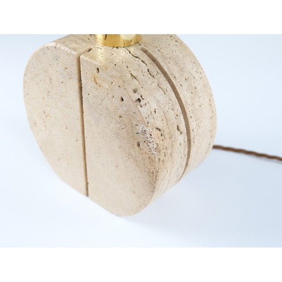 Image 1 of Lampe de table vintage en laiton et travertin par Cerri Nestore, Italie 1970