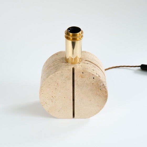 Image 1 of Lampe de table vintage en laiton et travertin par Cerri Nestore, Italie 1970