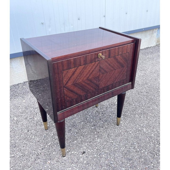 Image 1 of Table de nuit vintage en palissandre et laiton, 1960