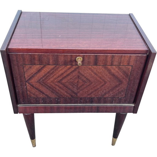 Table de nuit vintage en palissandre et laiton, 1960