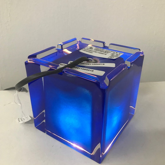 Image 1 of Preciosa Lustry, lampe de table carrée en verre bleu
