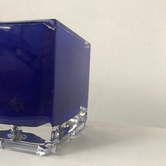 Image 1 of Preciosa Lustry, lampe de table carrée en verre bleu