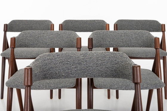 Image 1 of Chaises de salle à manger vintage en bouclé gris, 1960S, ensemble de 6