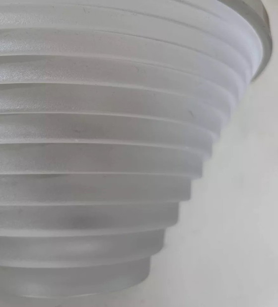 Image 1 of 2X Applique Vintage Métal Laqué Blanc Et Verre Sablé, Artemide Italie 1970