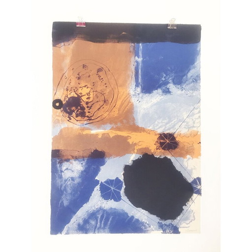 Lithographie vintage "De blaus i de negres" par Josep Guinovart, Espagne 2001