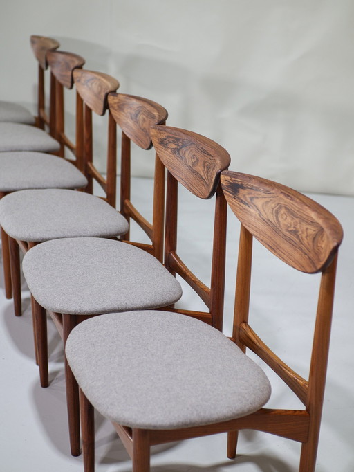 6X Kurt Østervig Chaises de salle à manger en bois de rose danois