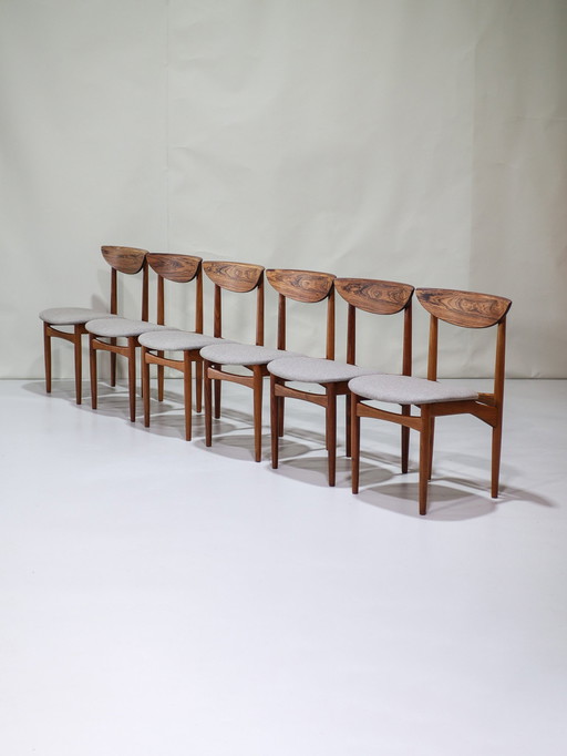 6X Kurt Østervig Chaises de salle à manger en bois de rose danois