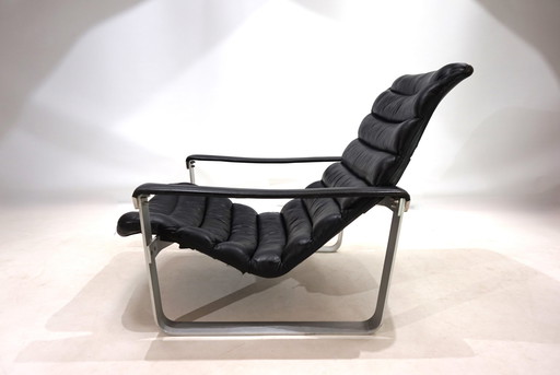 Chaise longue en cuir Asko Pulkka par Ilmari Lappalainen, 1960