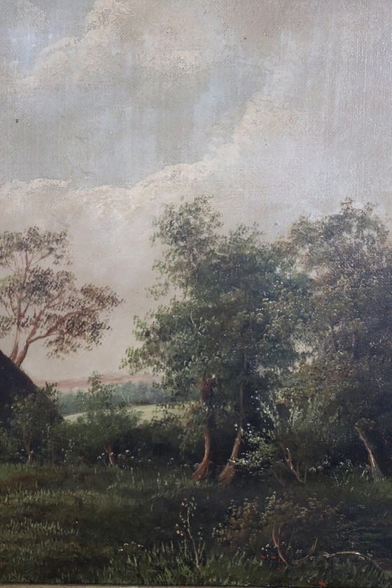 Image 1 of Paysage anglais, peinture à l'huile sur toile, fin du 19e siècle