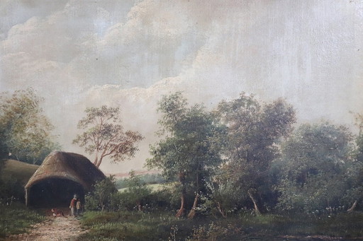 Paysage anglais, peinture à l'huile sur toile, fin du 19e siècle