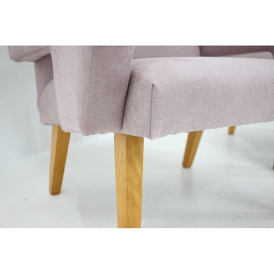Image 1 of Paire de fauteuils vintage en bois et tissu, Tchécoslovaquie années 1960