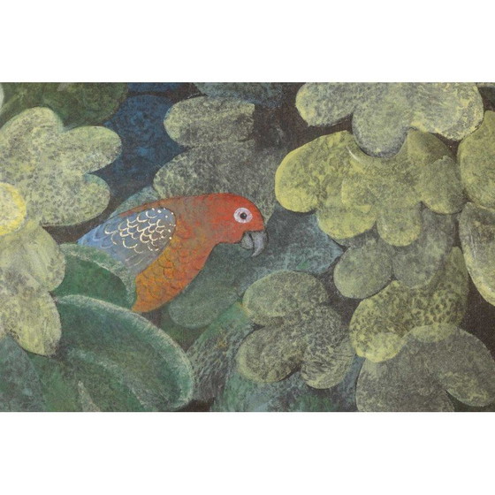Image 1 of Peinture vintage représentant des perruches, France