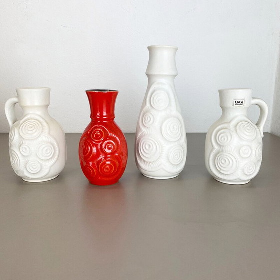 Image 1 of Ensemble de 4 vases en céramique vintage par Bay ceramics, Allemagne 1960s