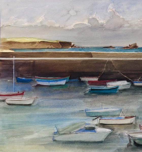 Image 1 of Claude Manesse 1939-2018 Grande Aquarelle D’Un Port De Plaisance 