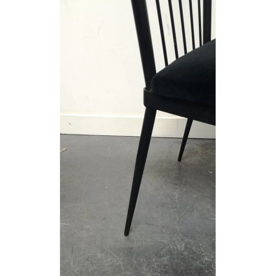 Image 1 of Ensemble de 6 chaises vintage en métal et velours par Colette Gueden, années 1950