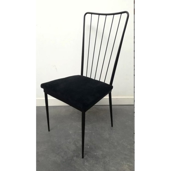 Image 1 of Ensemble de 6 chaises vintage en métal et velours par Colette Gueden, années 1950