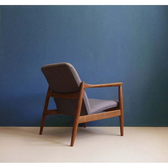 Image 1 of Fauteuil vintage conçu par Edmund Homa, tapissé de lin gris, années 1960