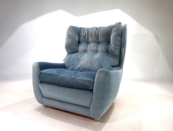 Image 1 of Chaise en mohair Carl Straub Bleu glacier, 1960