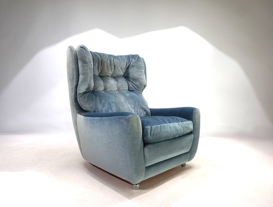 Image 1 of Chaise en mohair Carl Straub Bleu glacier, 1960