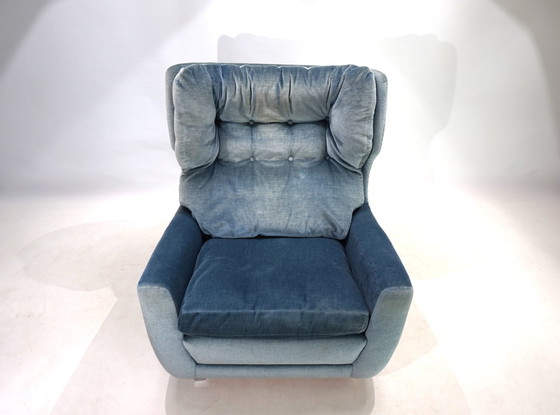 Image 1 of Chaise en mohair Carl Straub Bleu glacier, 1960