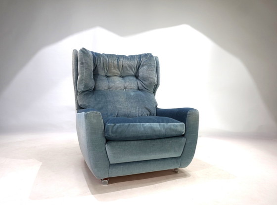 Image 1 of Chaise en mohair Carl Straub Bleu glacier, 1960