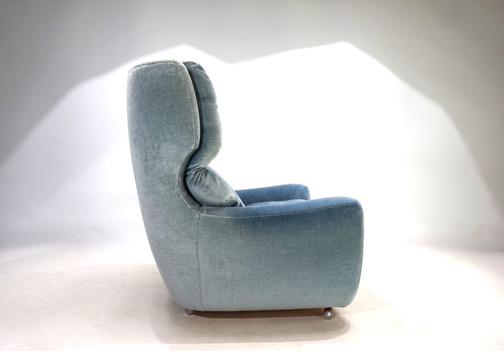 Image 1 of Chaise en mohair Carl Straub Bleu glacier, 1960