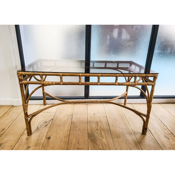 Image 1 of Ensemble de salle à manger en rotin vintage, 1960-1970