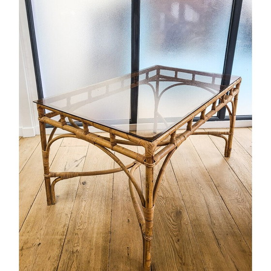Image 1 of Ensemble de salle à manger en rotin vintage, 1960-1970