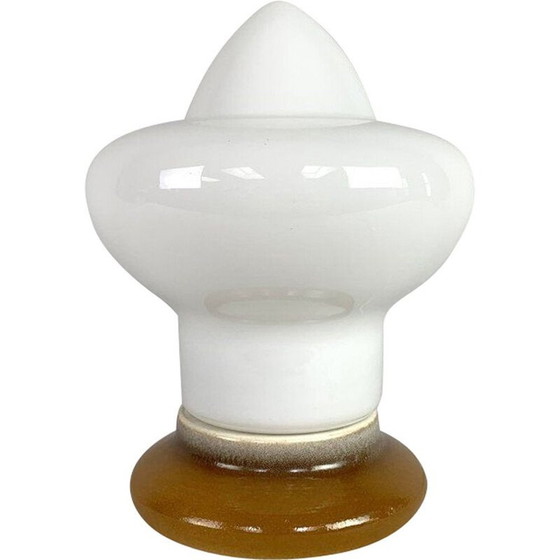 Image 1 of Lampe de table vintage en verre opale et céramique par Ivan Jakes pour Osvětlovací Sklo, Tchécoslovaquie 1960