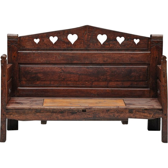 Image 1 of Banc vintage sculpté avec espace de rangement