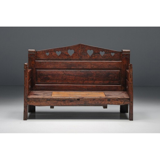 Banc vintage sculpté avec espace de rangement