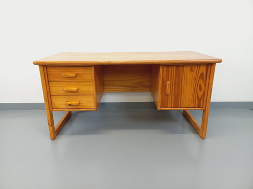 Bureau De Direction Pieds Traîneau Vintage En Pin Des Années 60 70