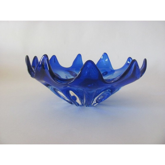 Image 1 of Bol vintage en verre tchécoslovaque avec bord pointu, 1960