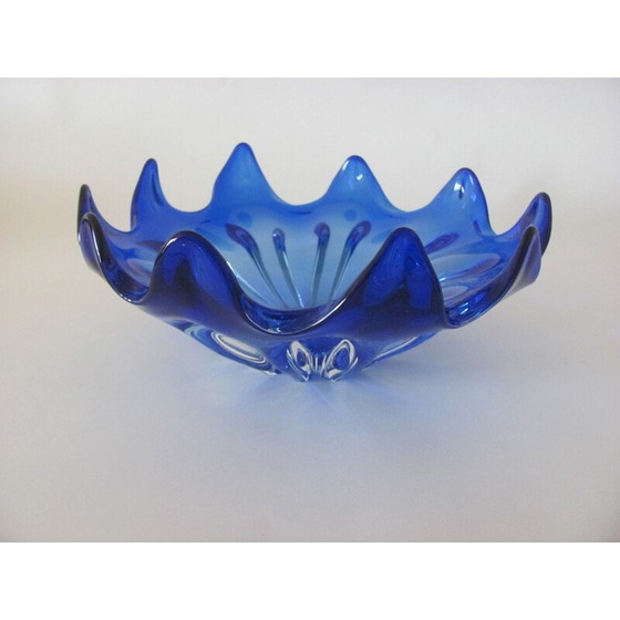 Image 1 of Bol vintage en verre tchécoslovaque avec bord pointu, 1960