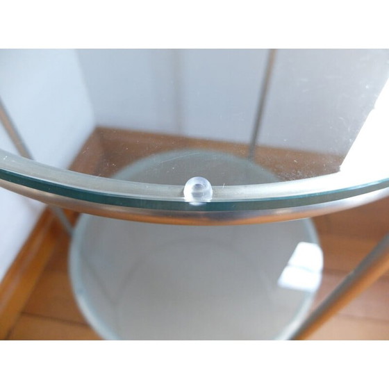 Image 1 of Guéridon vintage en acier inoxydable et verre, 1970