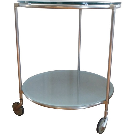 Image 1 of Guéridon vintage en acier inoxydable et verre, 1970