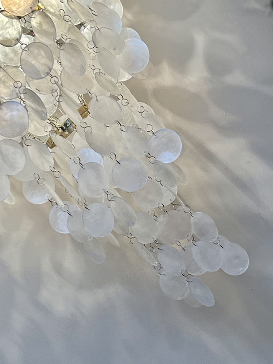 Image 1 of Xxl Capiz Shells Pendant Lamp Vintage Pearl Gold