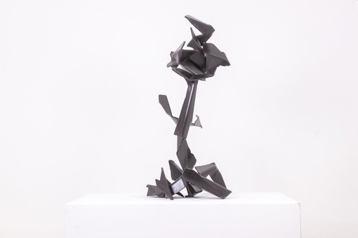 Jean Campa. Sculpture Géométrique En Métal Poli. Années 1980.