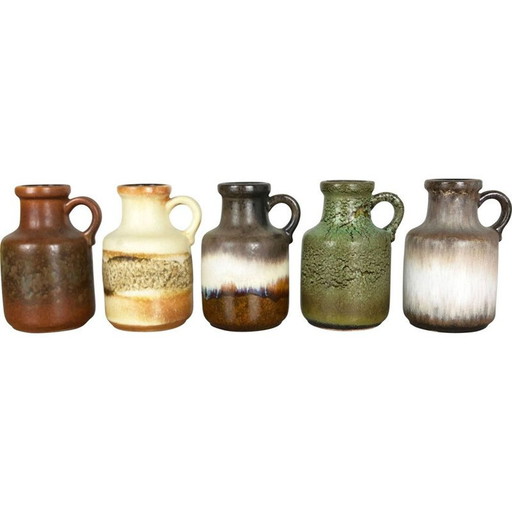 Ensemble de 5 vases en céramique vintage pour Scheurich, Allemagne 1970