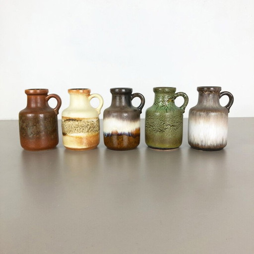 Ensemble de 5 vases en céramique vintage pour Scheurich, Allemagne 1970
