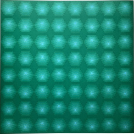 Image 1 of Photolithographie vintage "Hommage à Vasarely" par Jim Bird pour Poligrafa, Barcelone 1970