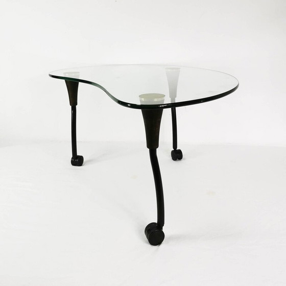 Image 1 of Table basse vintage en bois et métal en forme de rein, Allemagne 1980