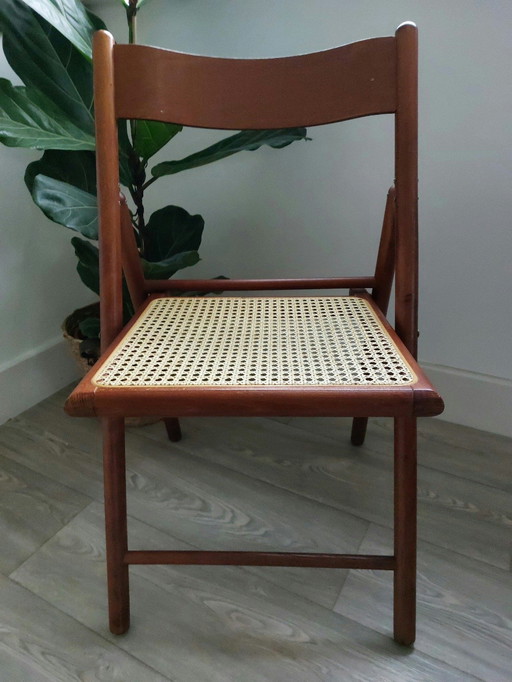 Chaise pliante vintage avec siège en sangle