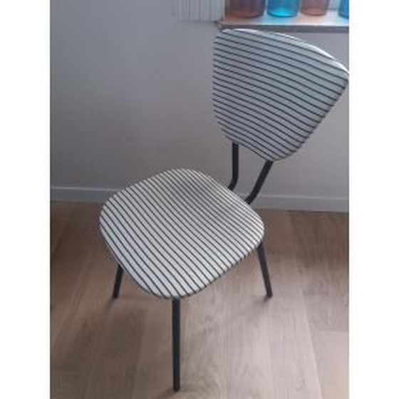 Image 1 of Chaise vintage en métal avec motifs rayés, années 1950