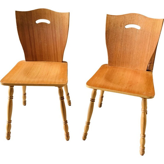 Image 1 of Paire de chaises vintage en bois blond, 1960