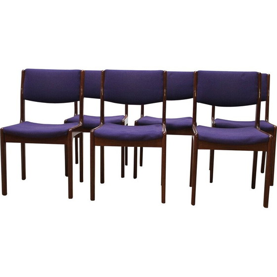 Image 1 of Ensemble de 6 chaises de salle à manger vintage en laine violette