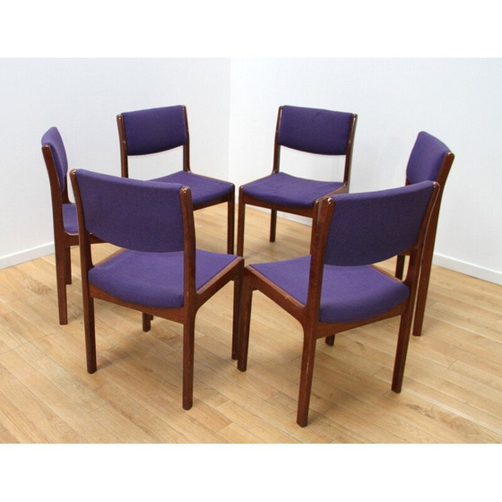 Image 1 of Ensemble de 6 chaises de salle à manger vintage en laine violette