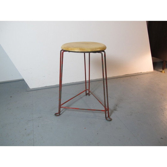 Image 1 of Tabouret industriel en bouleau et acier, Jan VAN DER TOGT - années 1930