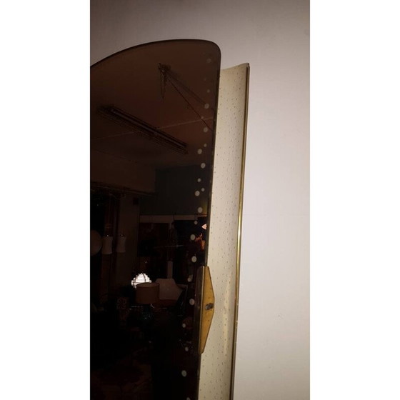 Image 1 of Miroir lumineux vintage en tôle perforée et laiton, 1950